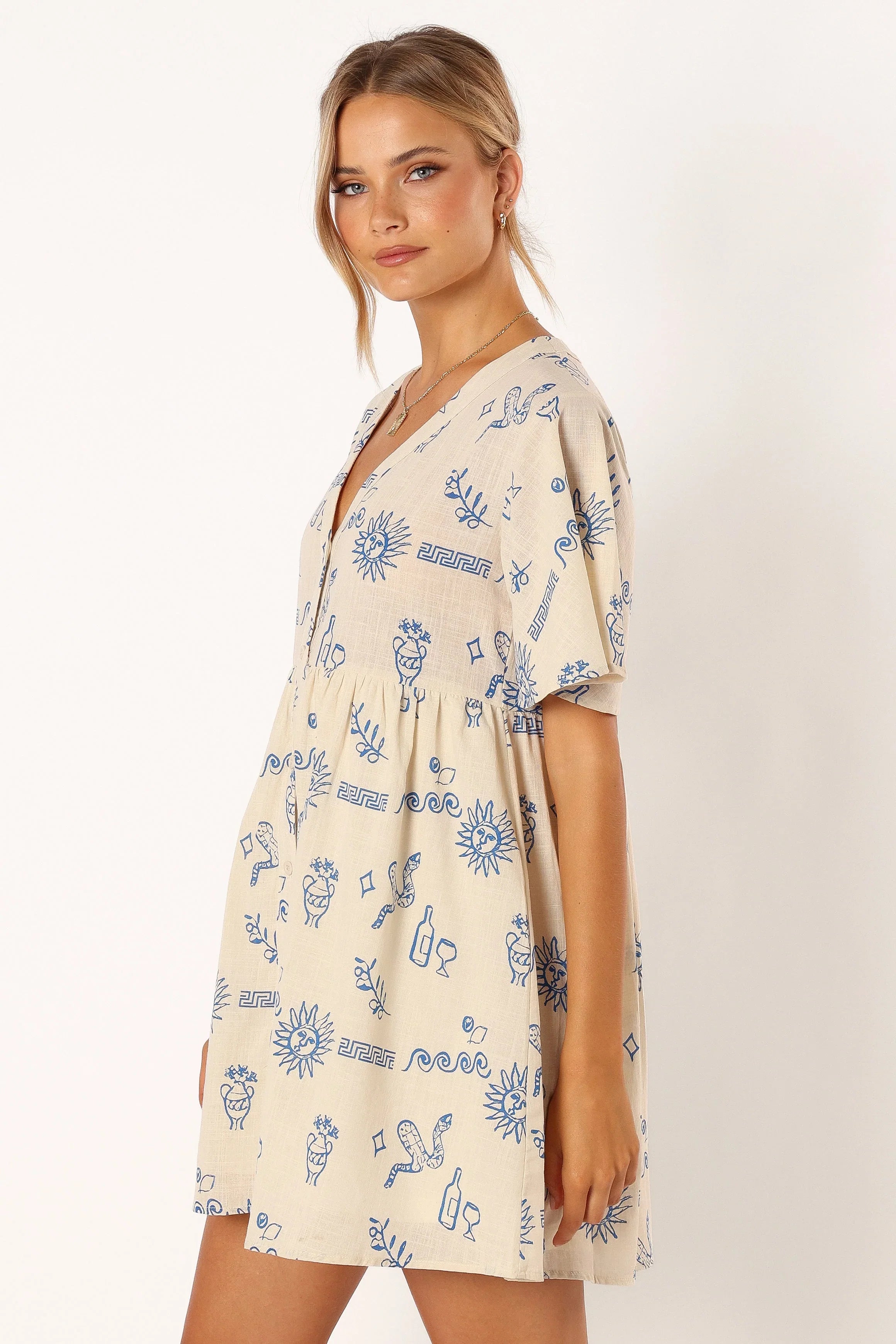 Elias Mini Dress Beige Blue