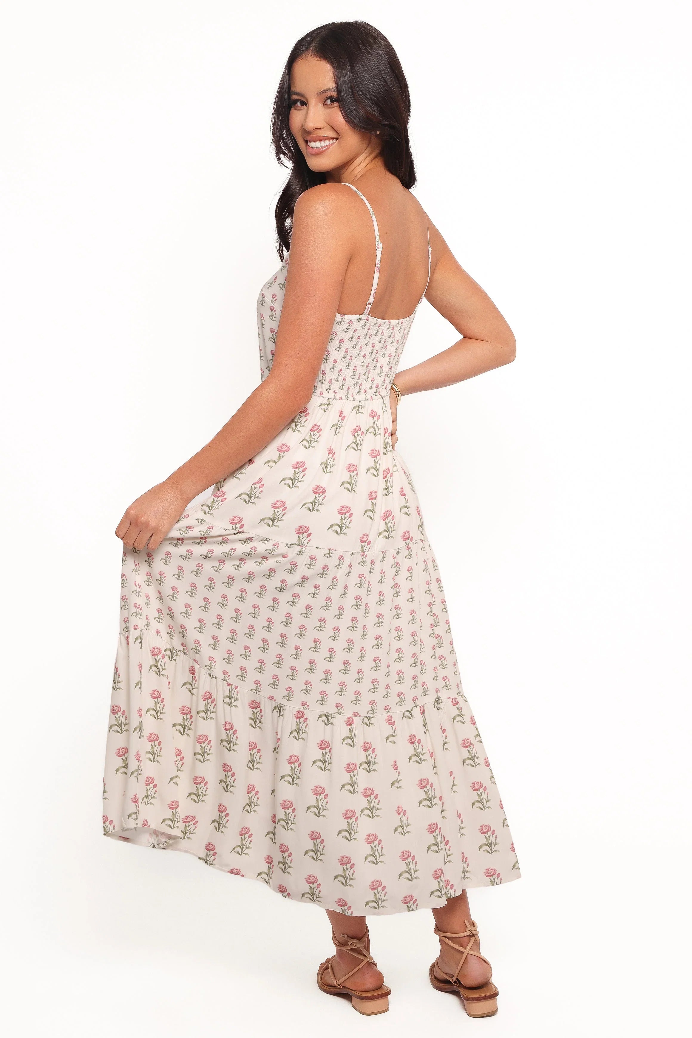 Echo Midi Dress White Pink