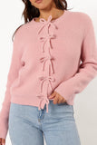 Wilde Bow Front Cardigan Blush