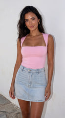 Sutton Square Neck Butter Soft Top Light Pink