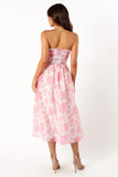 Carter Strapless Midi Dress Pink Floral