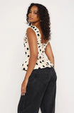 Looking Like Forever Top Cream Black Polka Dot