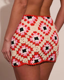 Sunset Marina Abstract Crochet Cover Up Mini Skirt