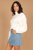 Christie Fringe Knit Sweater Cream