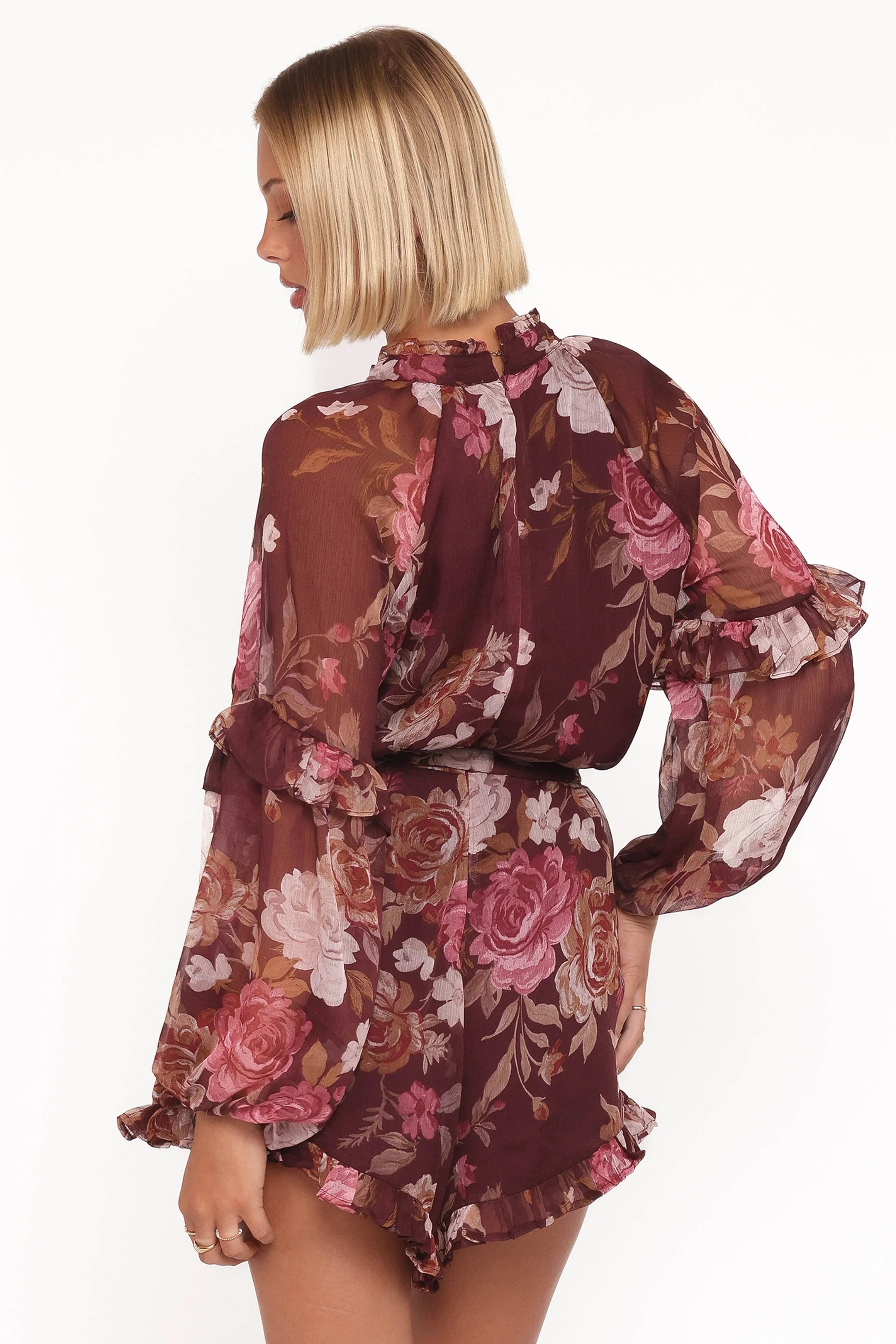 Delaney Long Sleeve Romper Brandy Bloom