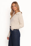 Romy Collar Knit Sweater Ecru