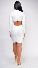 Kalanie White High Neck Bandage Dress