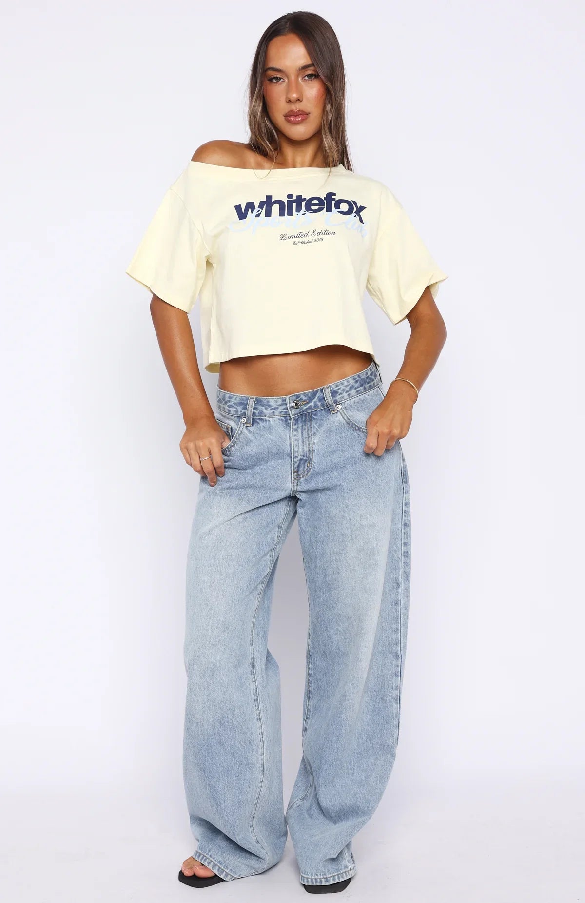Ive Got That Feeling Boxy Off Shoulder Tee Lemon