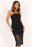 Candice Strapless Lace Midi Dress Black