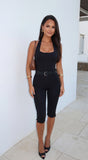 Neraya Scoop Halter Capri Jumpsuit Black