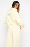 Daydreamers Madeline Boxy Zip Front Hoodie Lemon