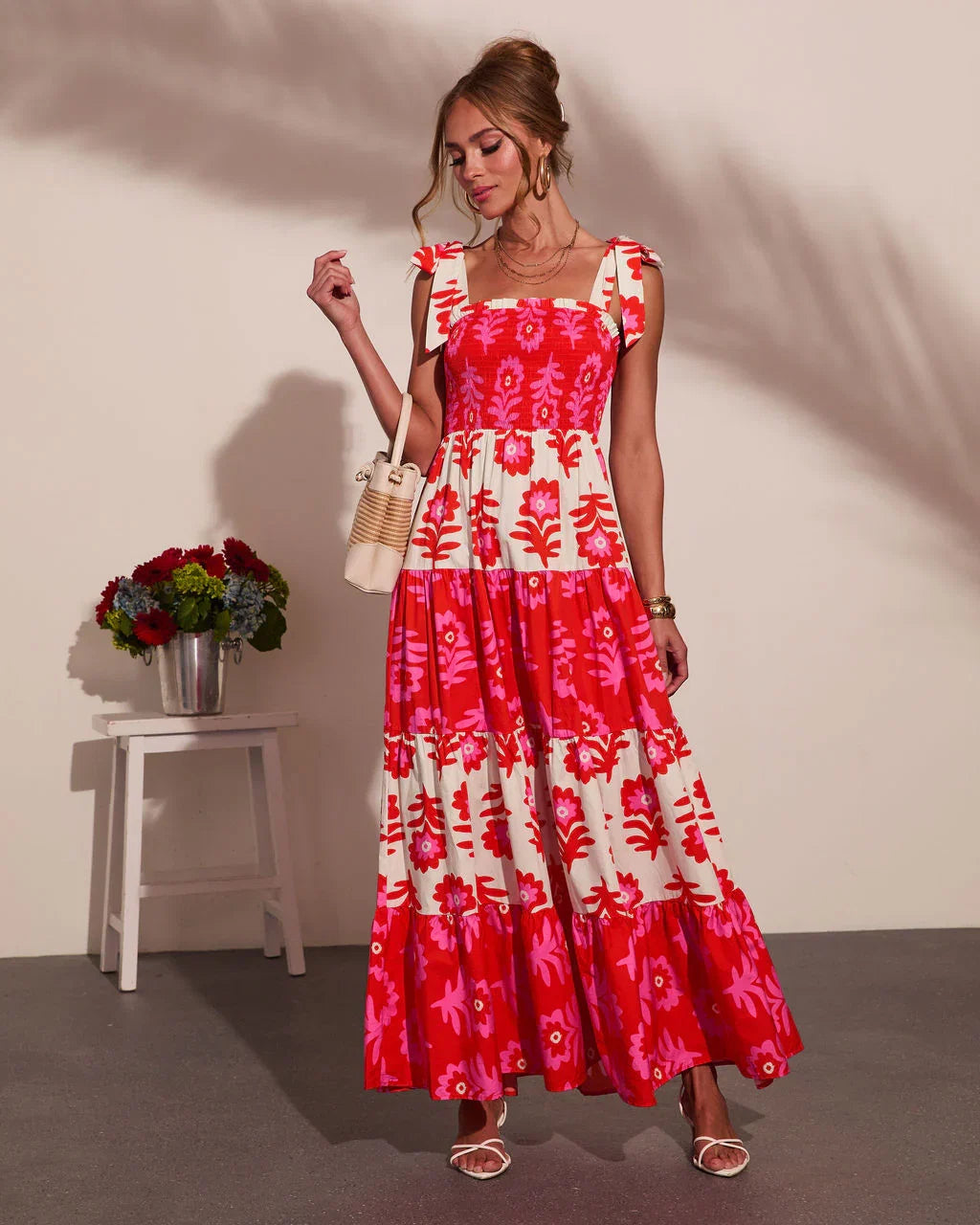 Summer Dreaming Floral Color Block Maxi Dress