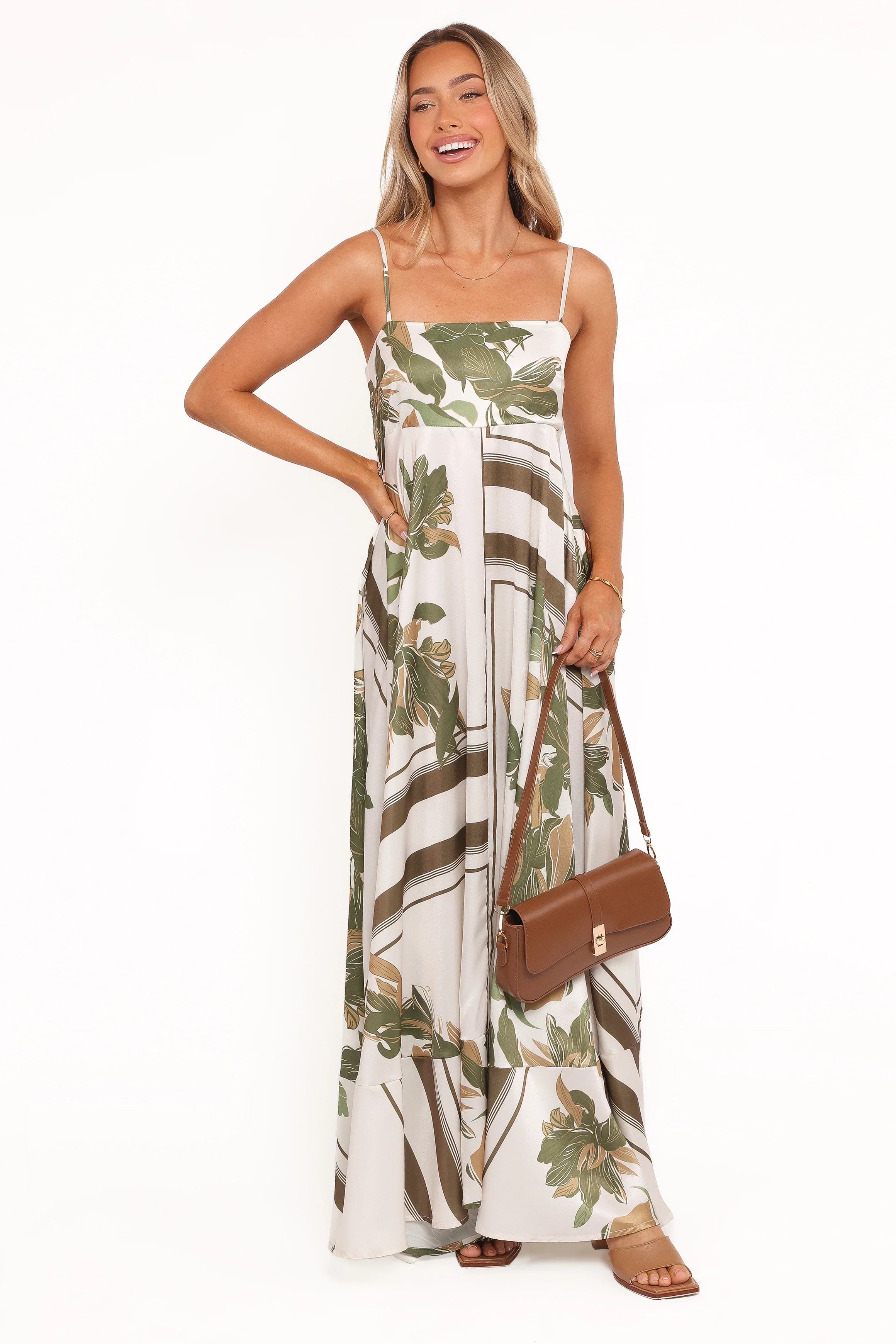 Elanor Maxi Dress Olive Print