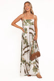 Elanor Maxi Dress Olive Print