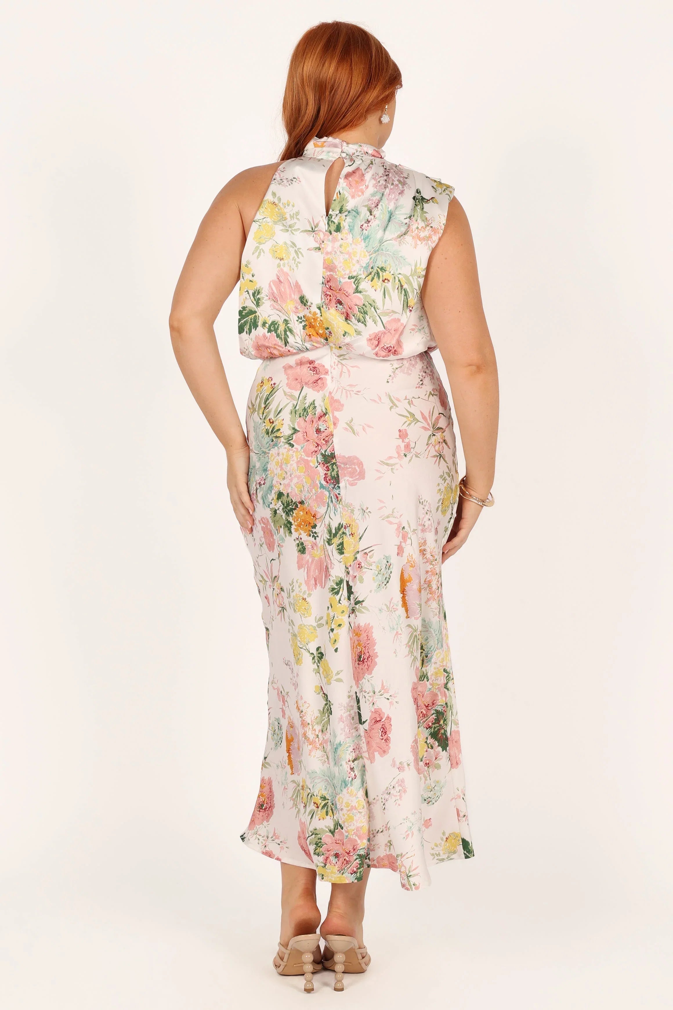 Anabelle Halter Neck Midi Dress White Floral