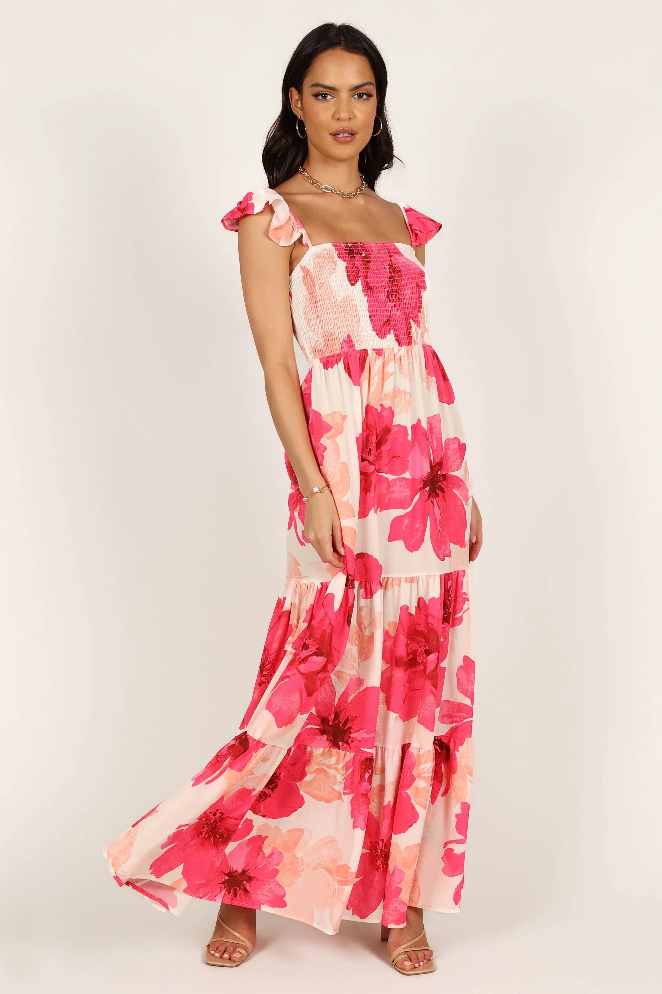 Tilly Shirred Maxi Dress Pink
