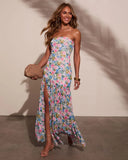 Luxe Aura Strapless Floral Maxi Dress