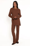 Silvie Long Sleeve Knitted Set Chocolate