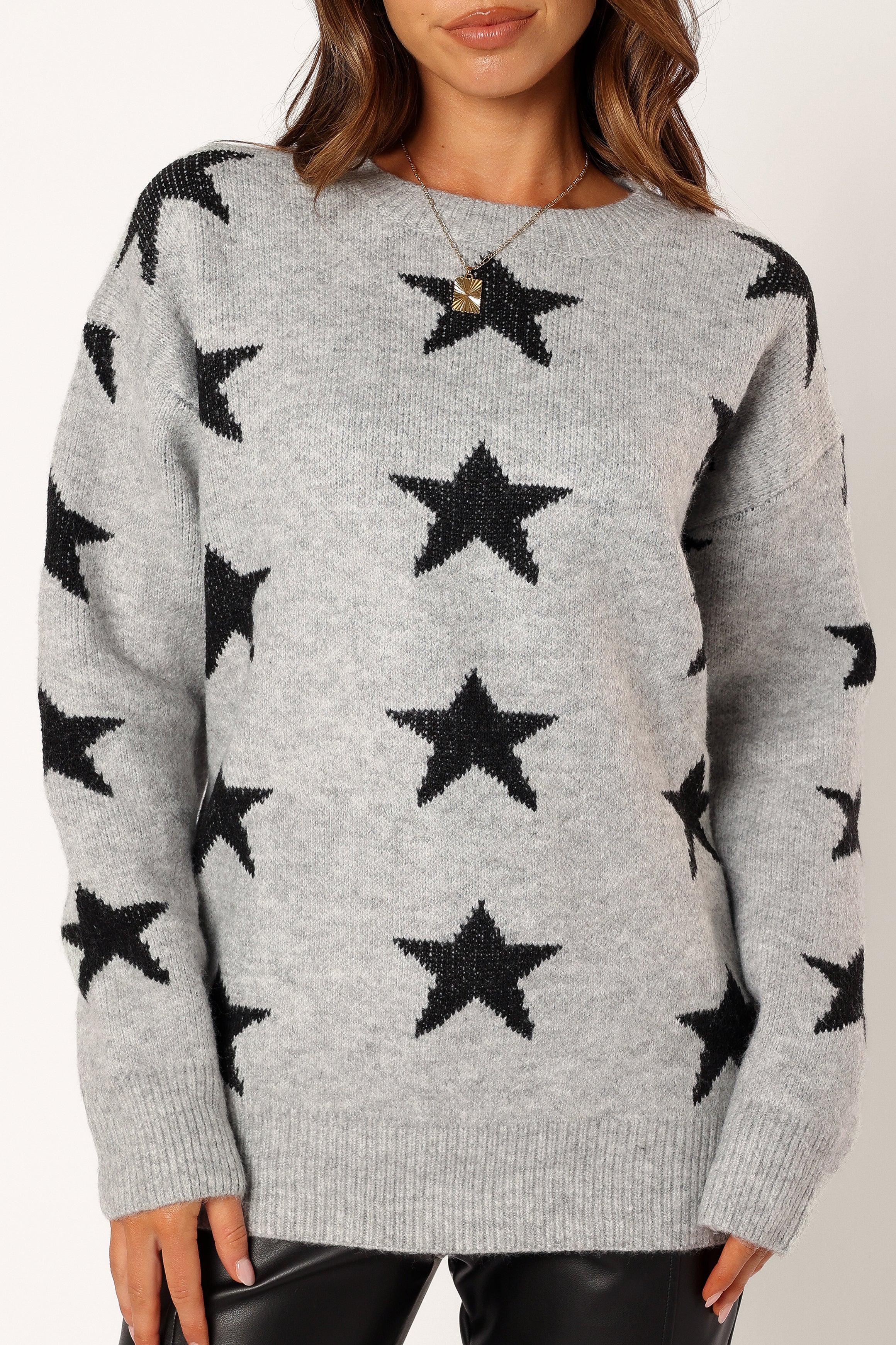 Janiyah Star Knit Sweater Grey Black