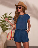 Sunlit Capsule Short Sleeve Chambray Top
