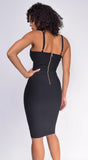 Nelinha Gold Button Bandage Dress Black
