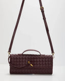Porta Woven Leather Top Handle Clutch