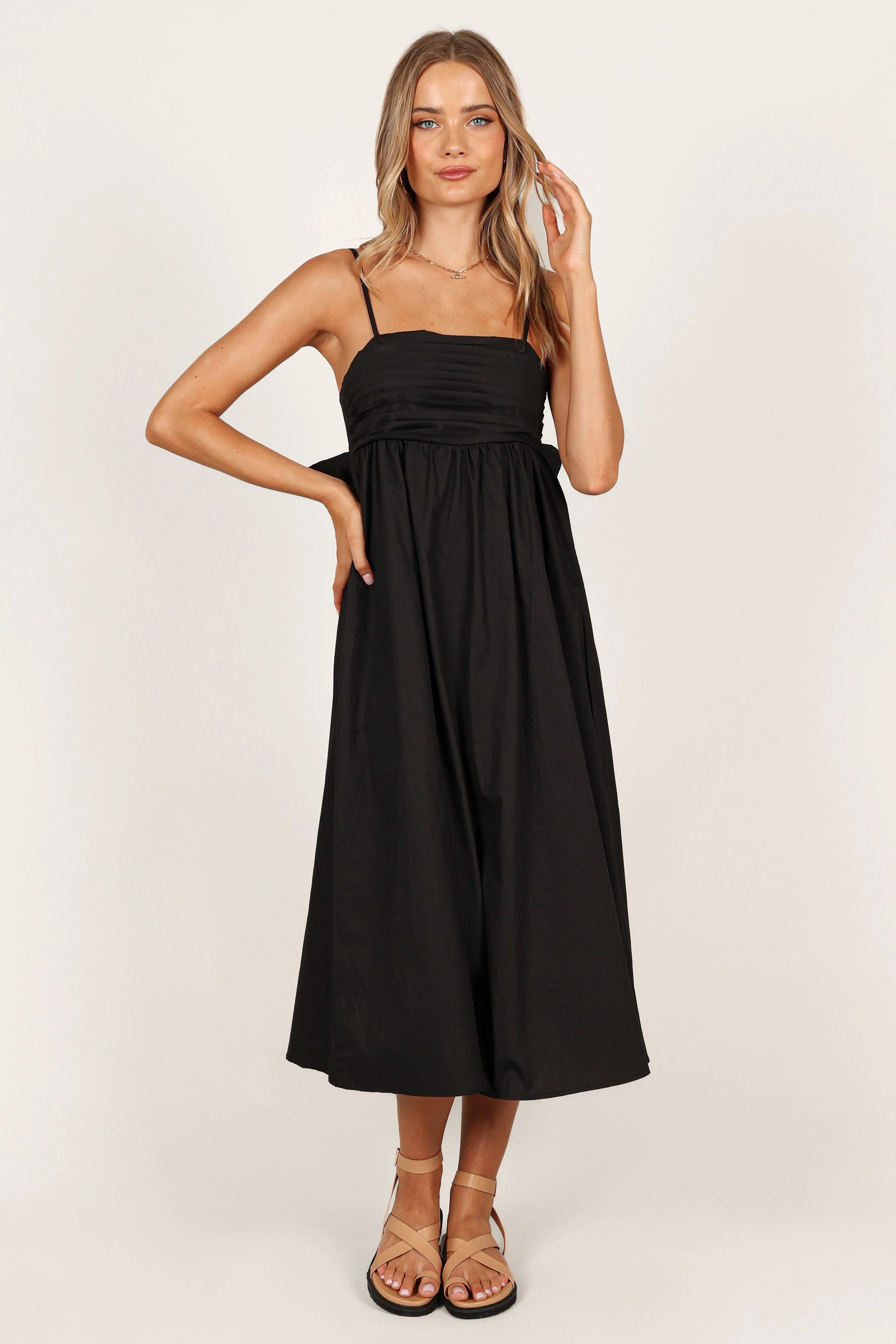 Alice Bow Back Midi Dress Black