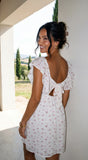 Roselette Ditsy Floral Flutter Mini Dress White