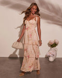 Blush Horizon Tiered Bustier Maxi Dress
