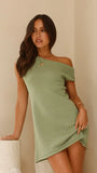 Robin Off Shoulder Mini Dress Olive