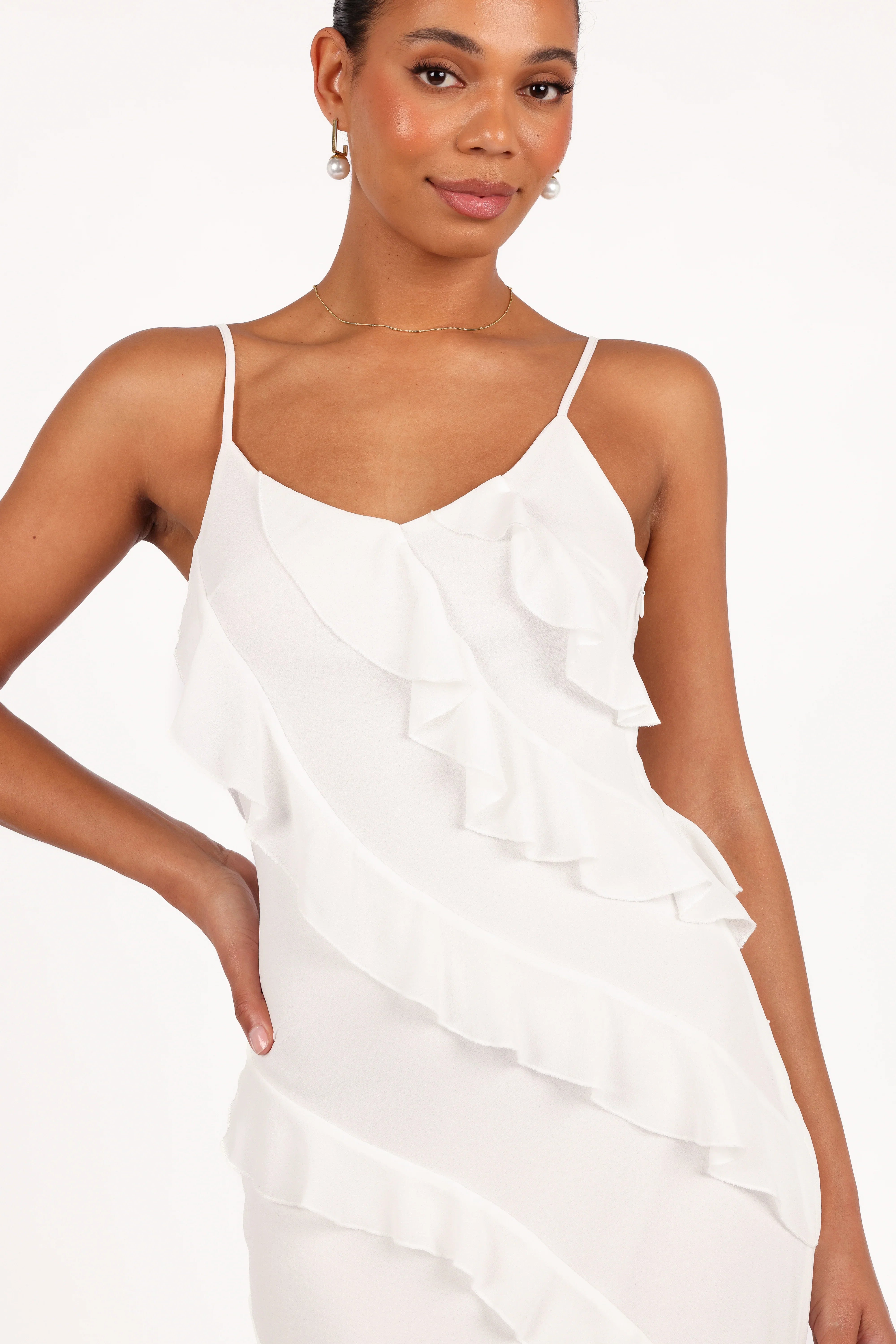 Ciao Ruffles Maxi Dress Cloud White