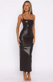 Forever Wanting PU Midi Dress Chocolate