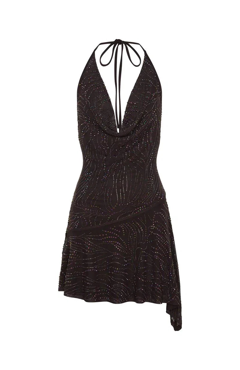 Wild Devotion Embellished Mini Dress Chocolate