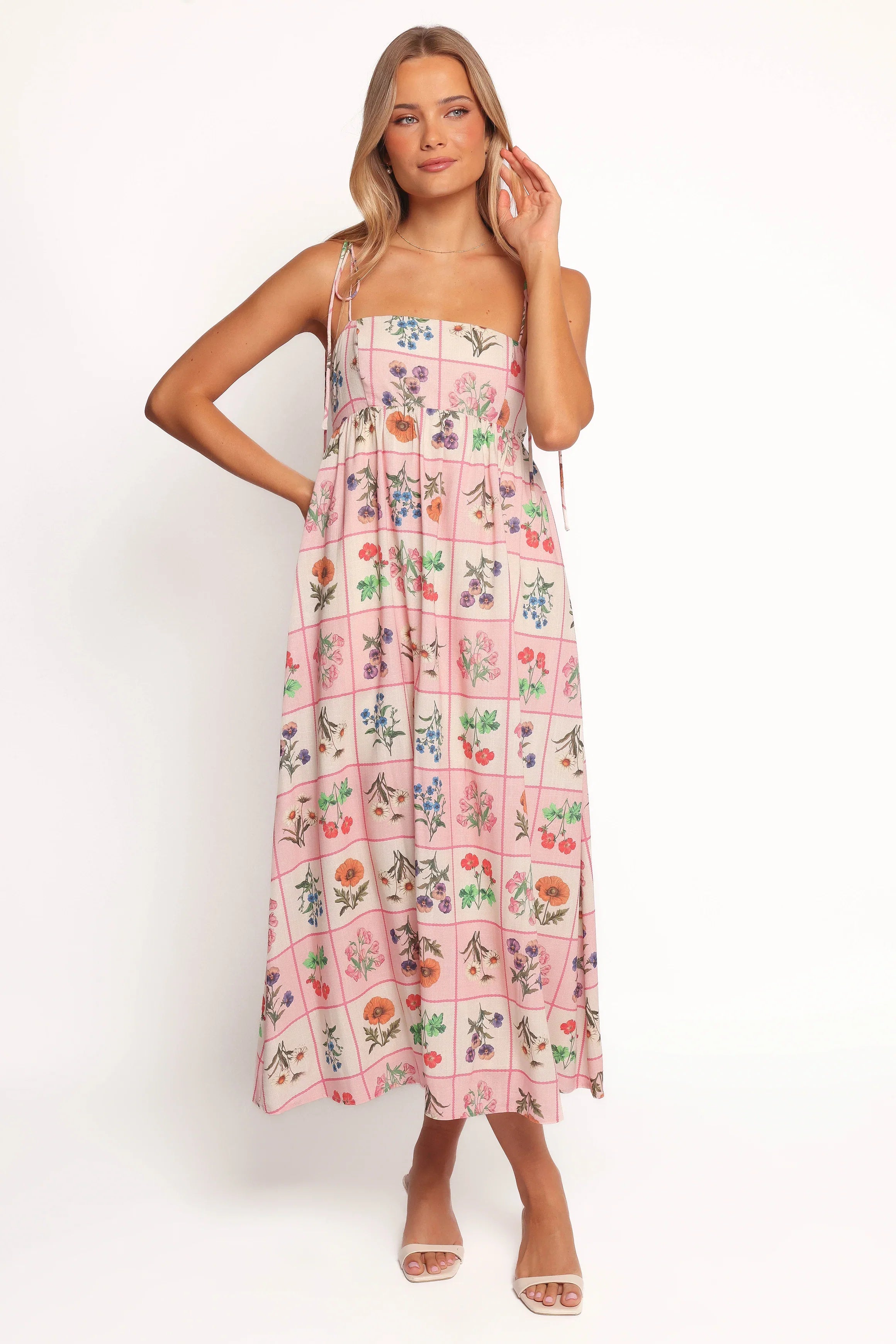 Simona Maxi Dress Pink Floral Tile