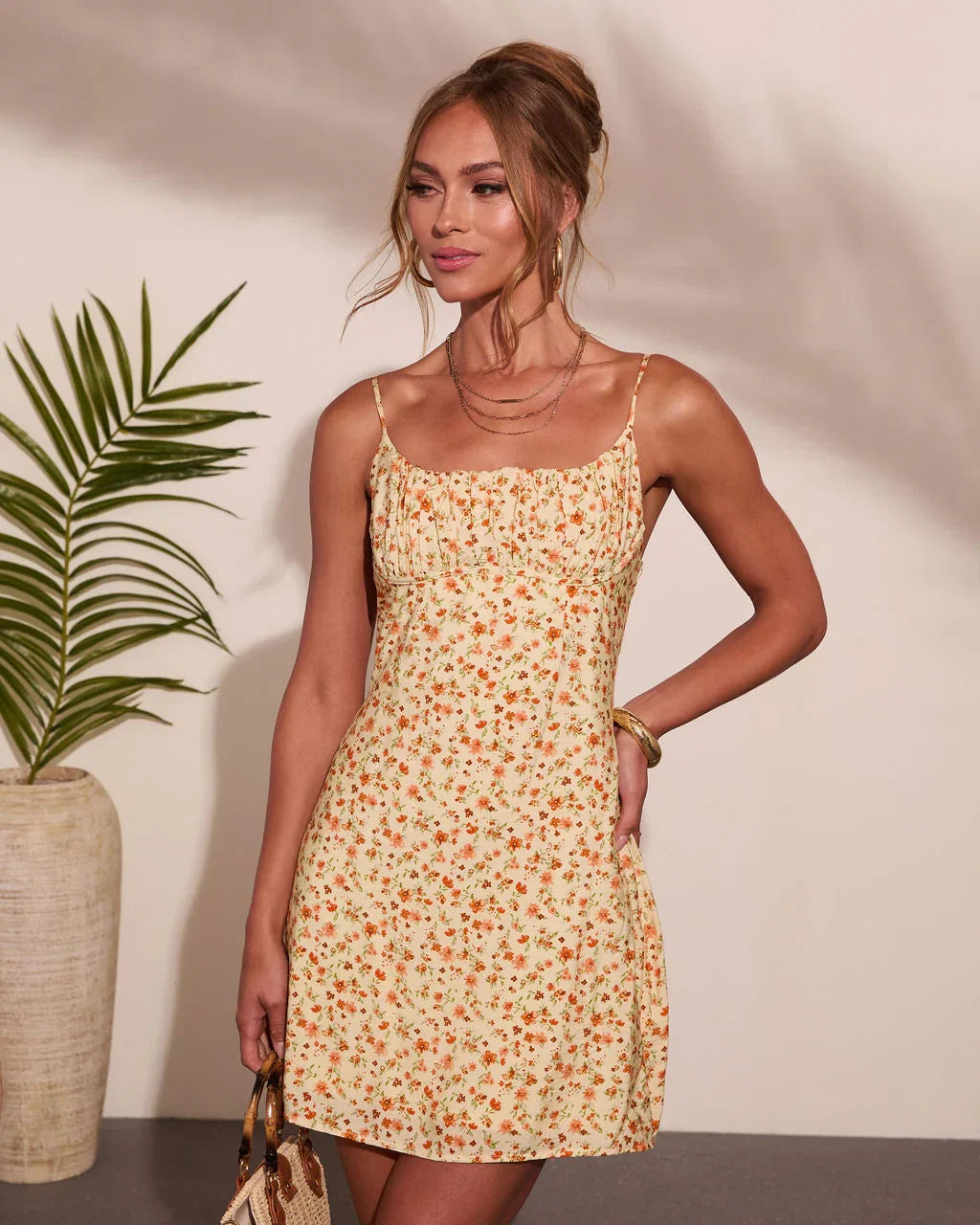 Coastal Bloom Floral Waist Tie Mini Dress
