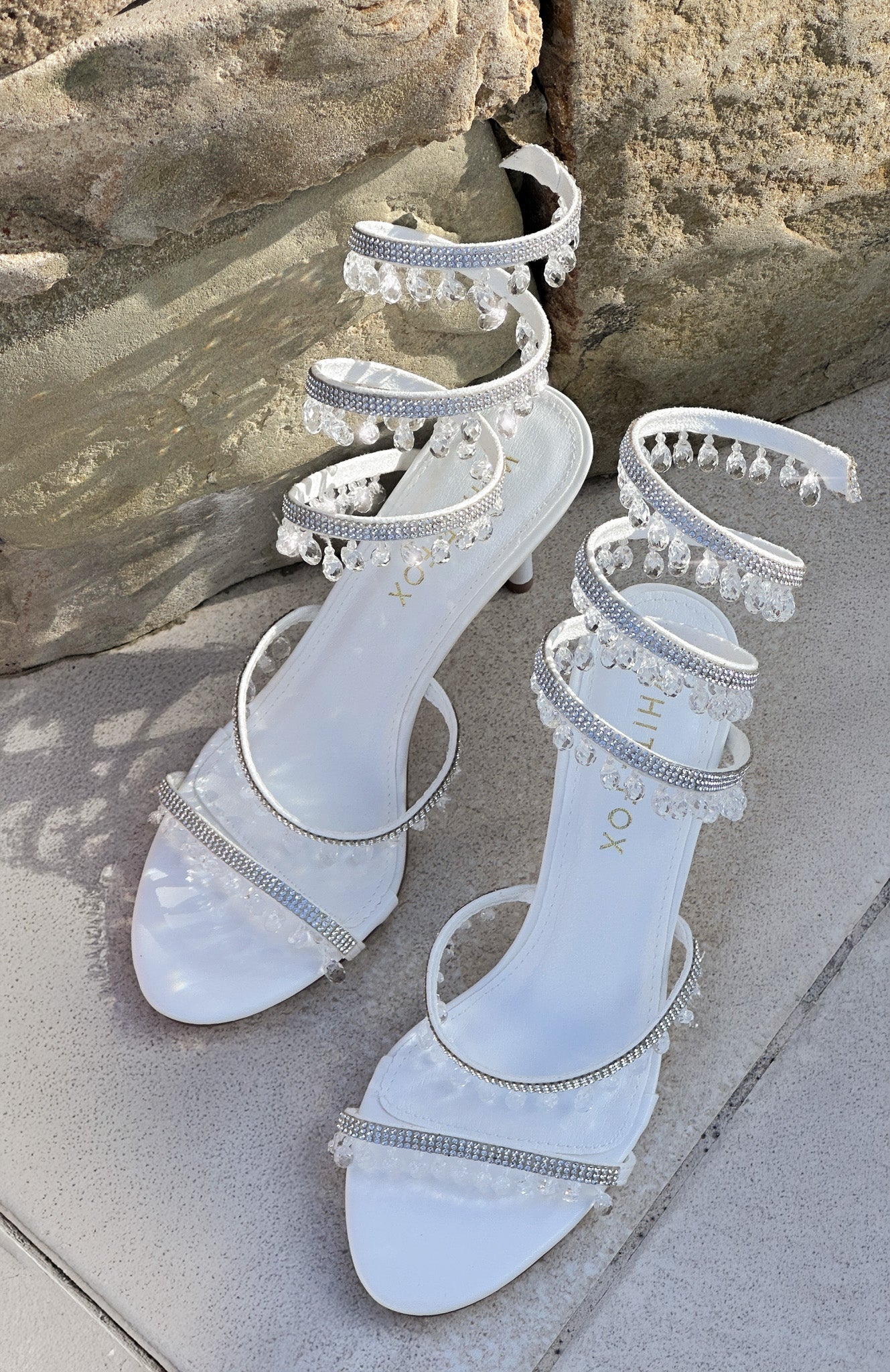 Soliel Wrap Heels White Clear