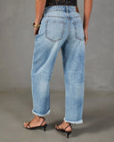 Reworked Frame Rigid Mid Rise Distressed Barrel Leg Jeans