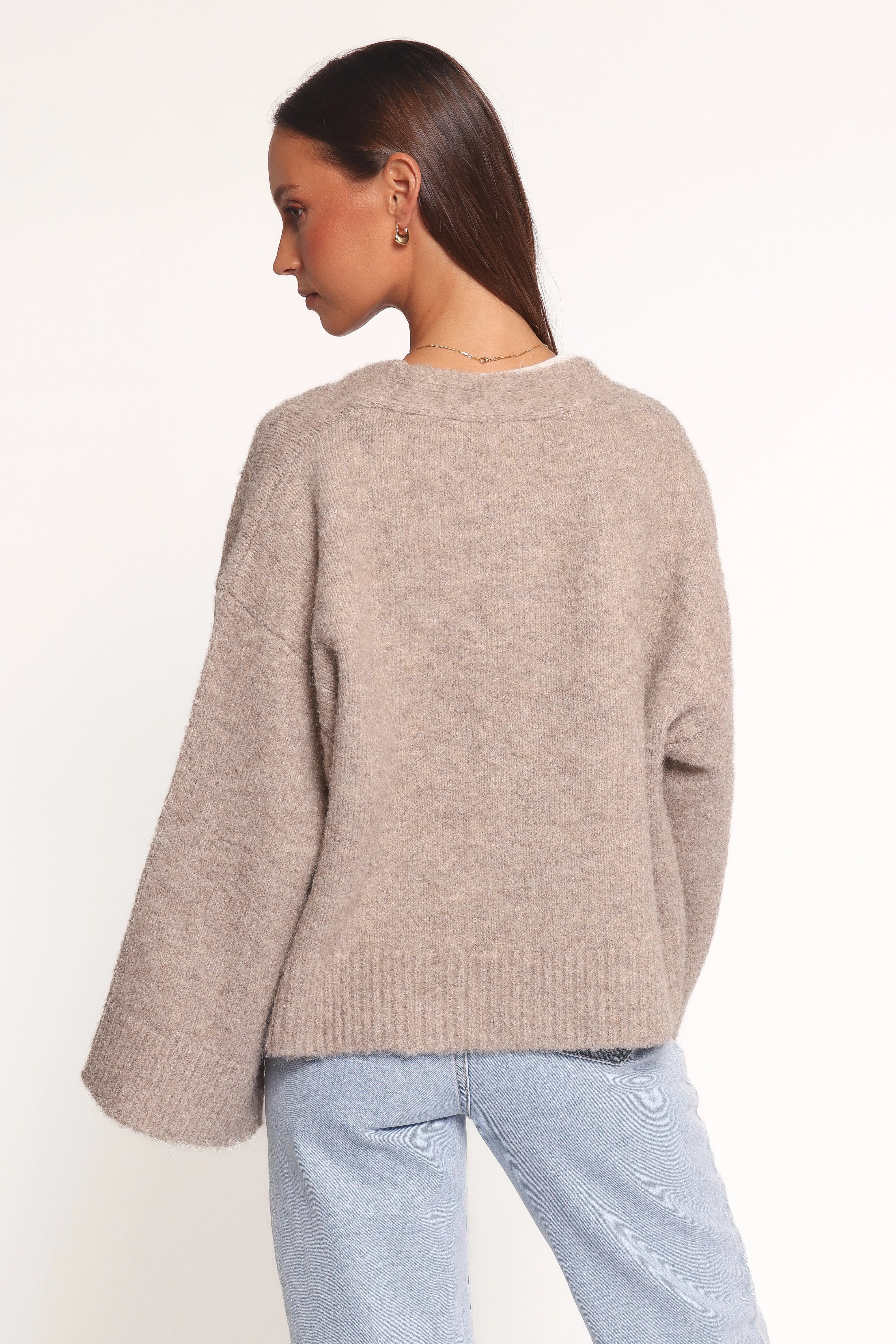 Fern Wide Sleeve Cardigan Mushroom