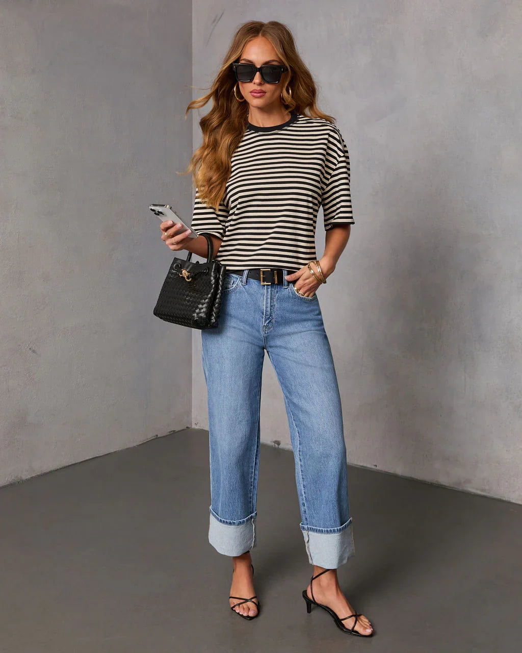 Alaine Striped Short Sleeve Top