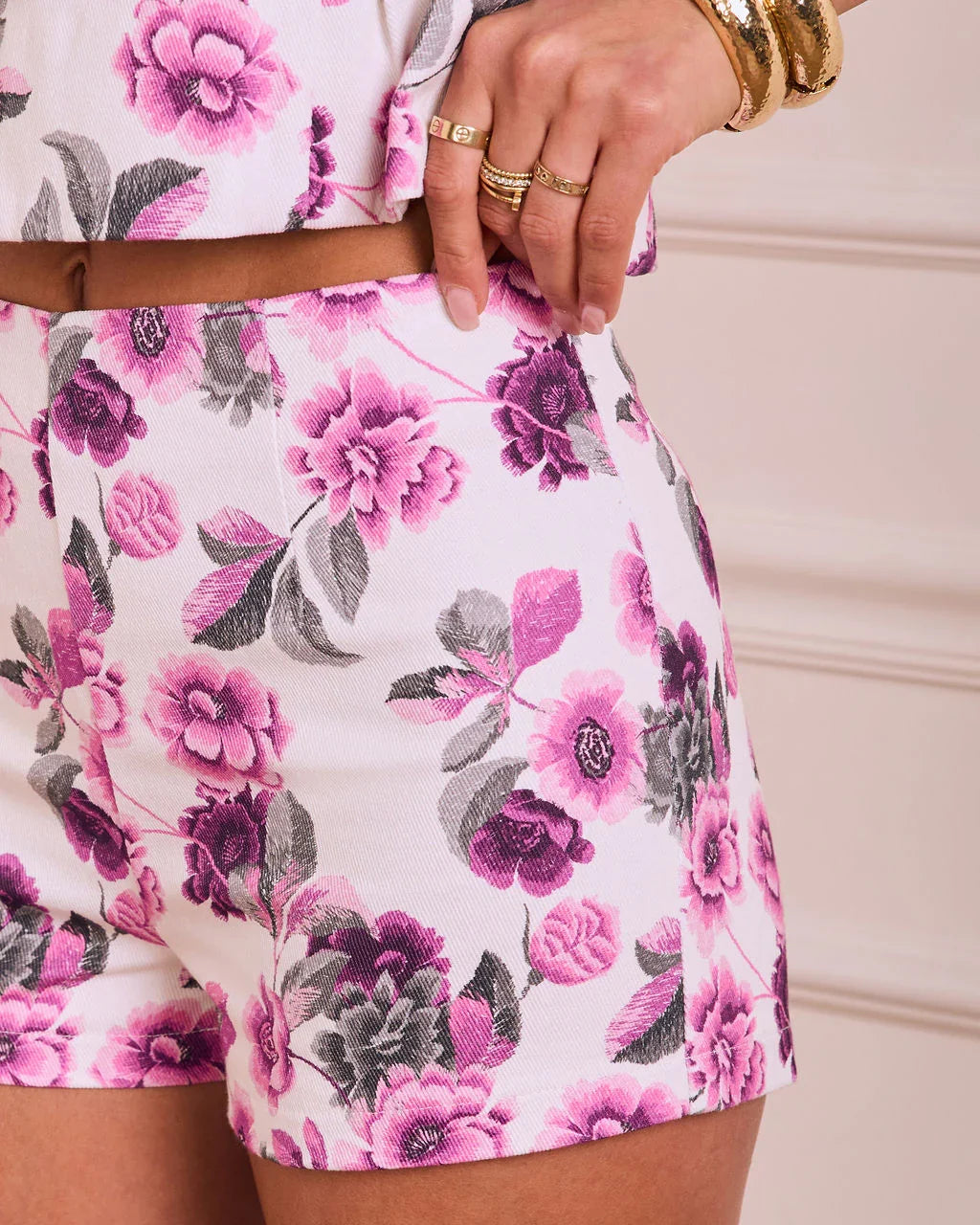 Whispering Wisteria Floral Mid Rise Shorts