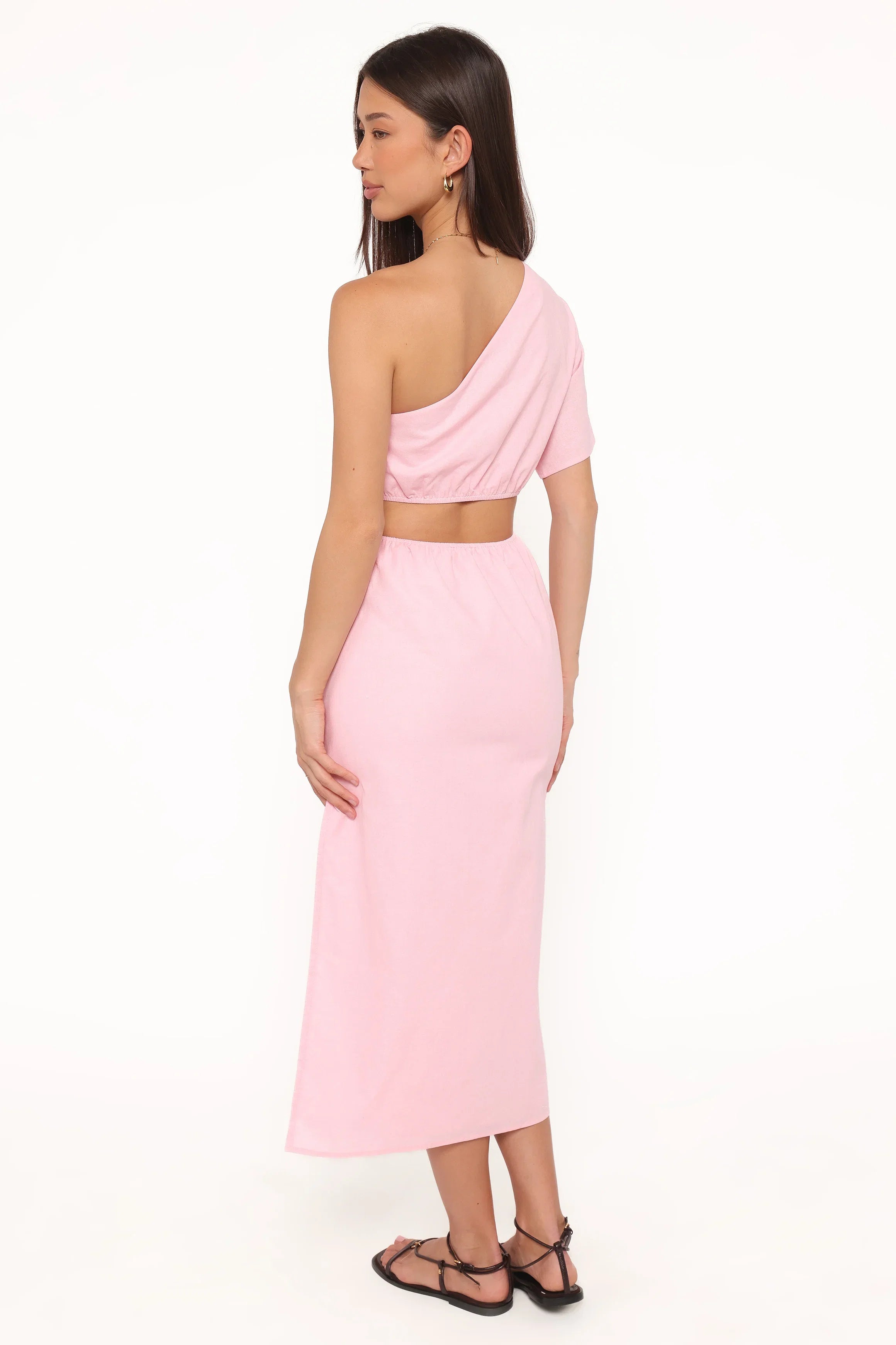 Samira One Shoulder Midi Dress Pink
