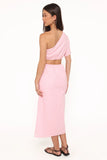 Samira One Shoulder Midi Dress Pink
