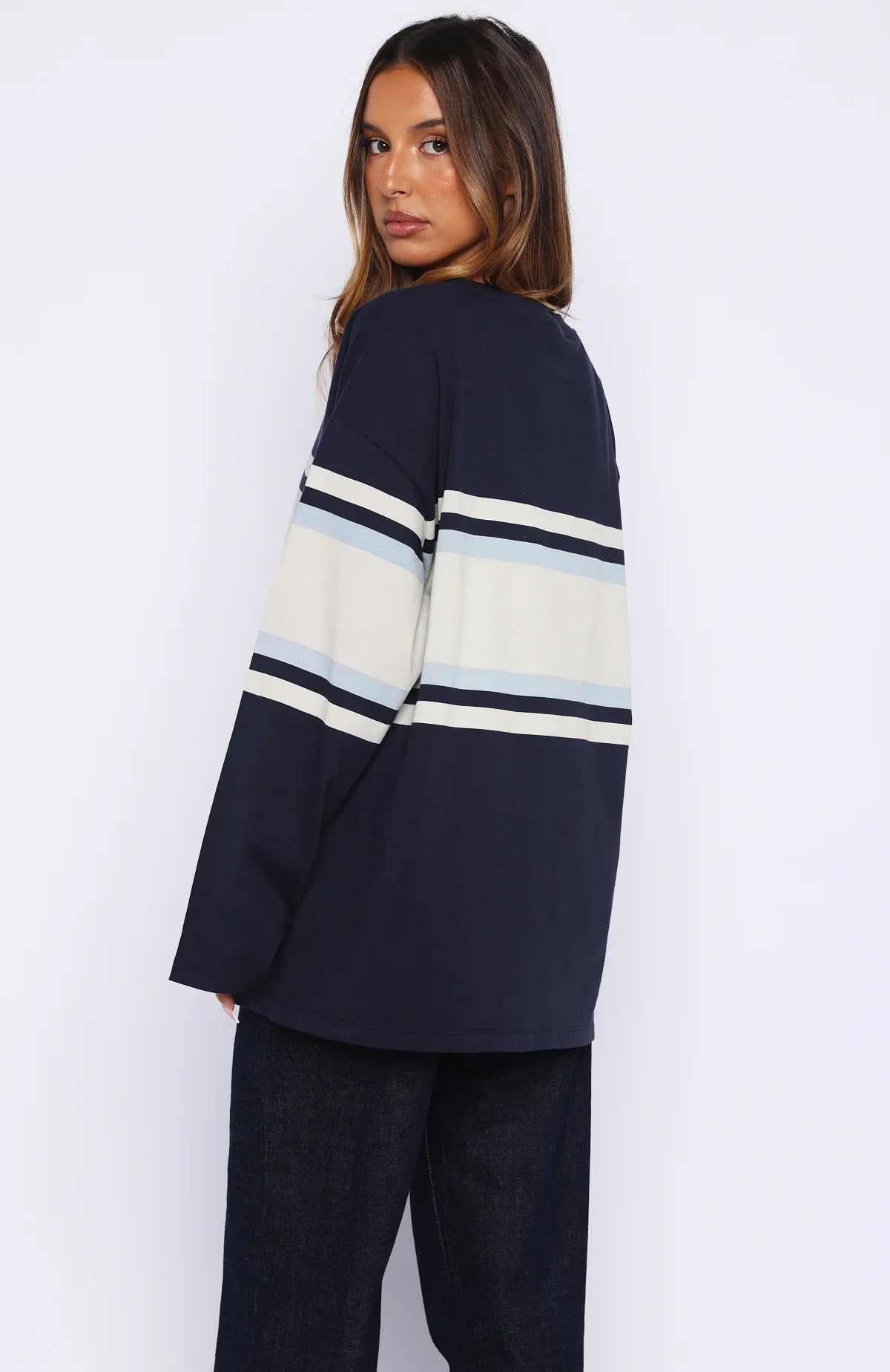 Too Cool For You Oversized Long Sleeve Tee Navy