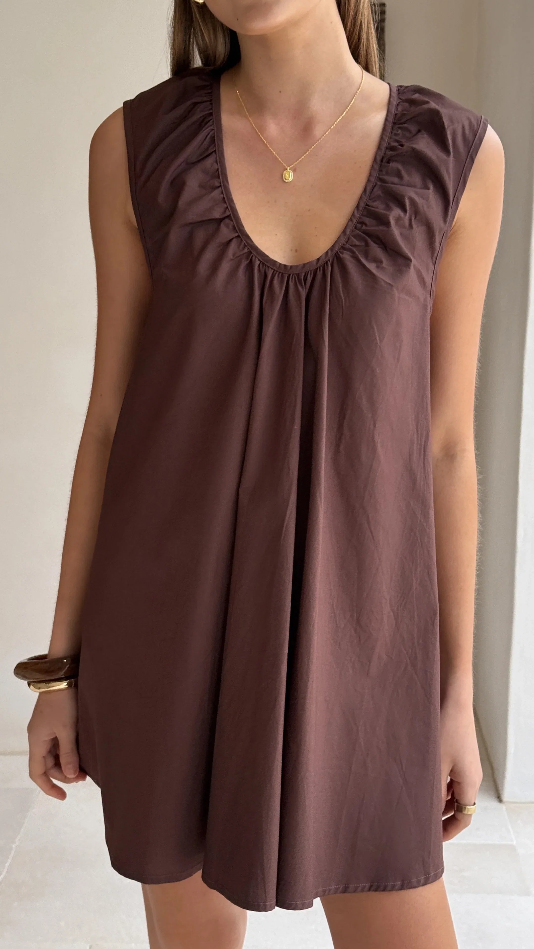 Vanessa Oversized Mini Dress Chocolate