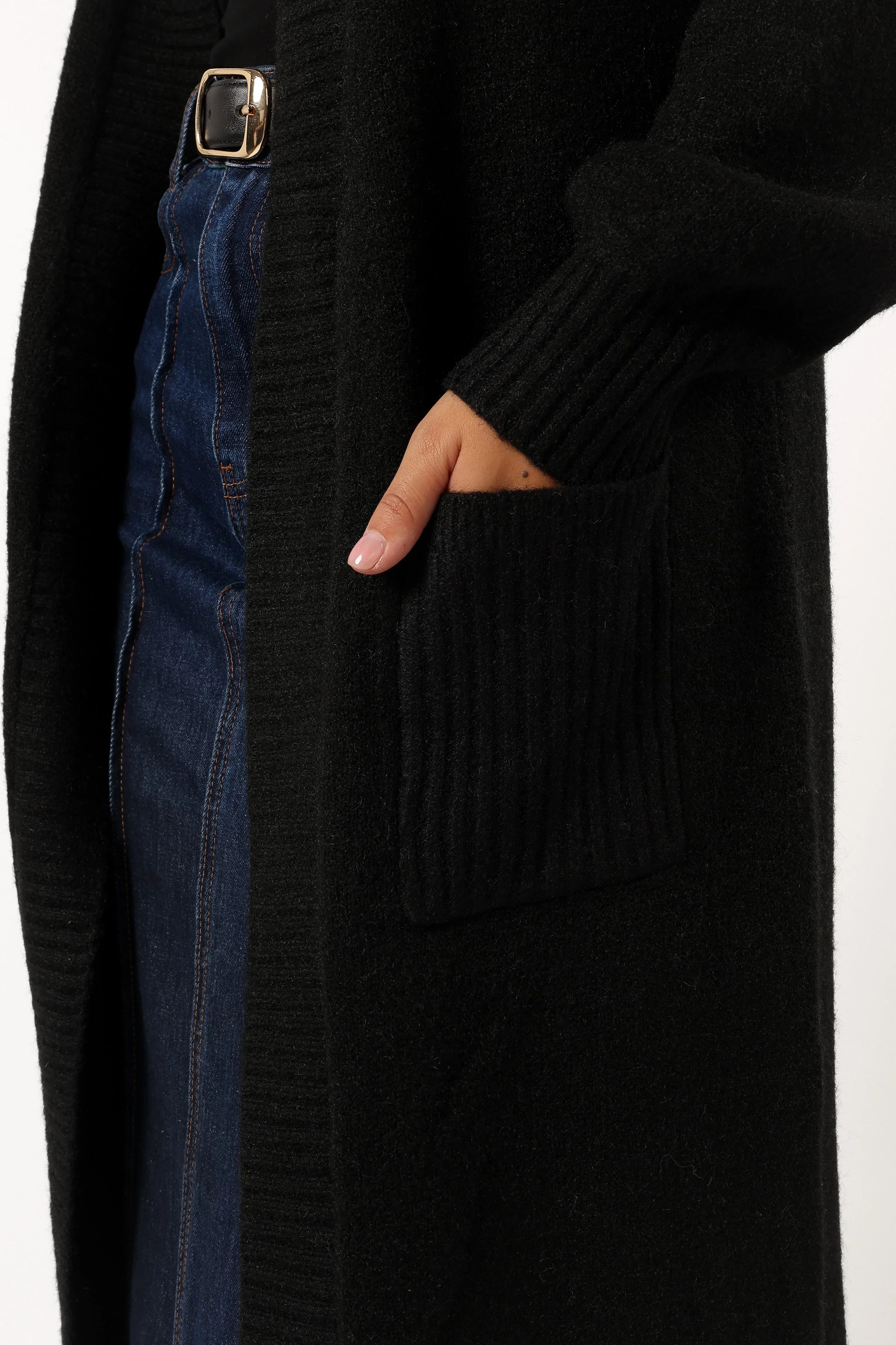 Nicolette Open Front Long Cardigan Black