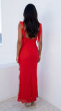 Ismeria Ruffle Maxi Dress Red