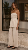 Maison Strapless Top Pants Set Oat