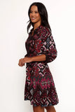 Mandy Long Sleeve Mini Dress Chocolate Brown