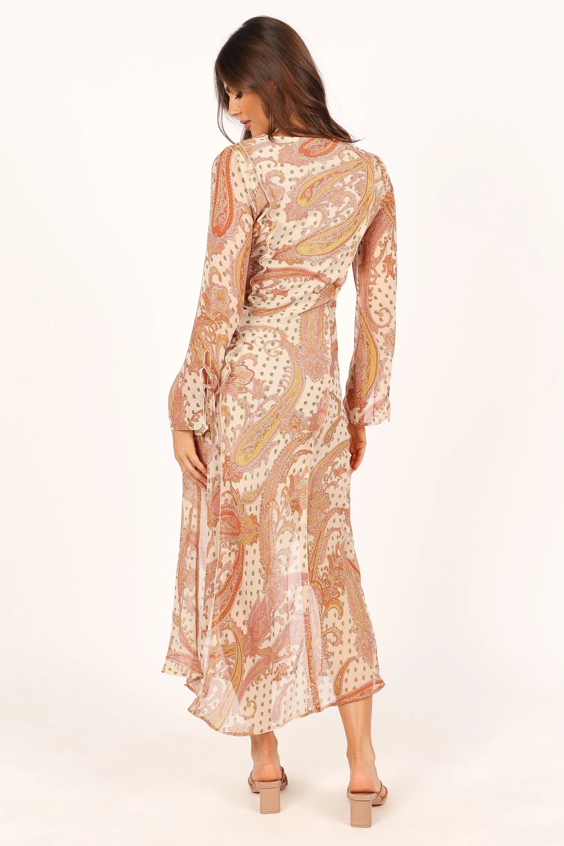 Sio Long Sleeve Midi Dress Tan