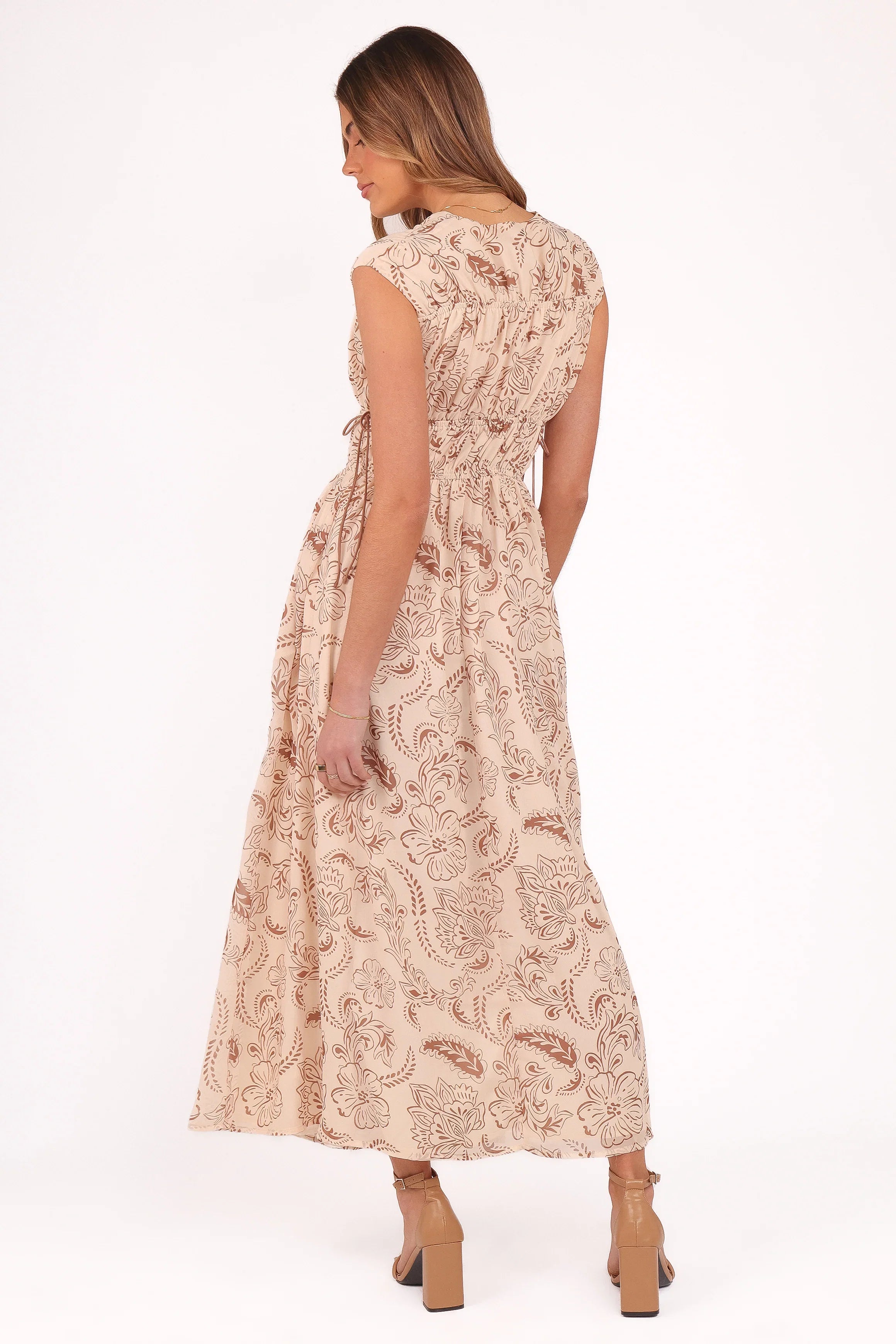 Safira Midi Dress Brown Paisley